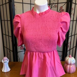 Pink Ruffled Women's Top